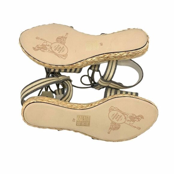 F-Troupe Slingback Striped Open Toe Espadrilles 40 - Picture 8 of 9